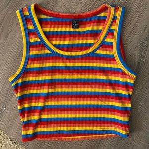 Shein Women’s Multi Colored Striped Crop Tank Top in Size Small